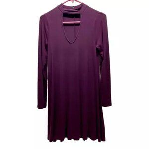 Express Dress Women's Small Purple Plum Knee Length Peep Chest Sexy Classy GUC